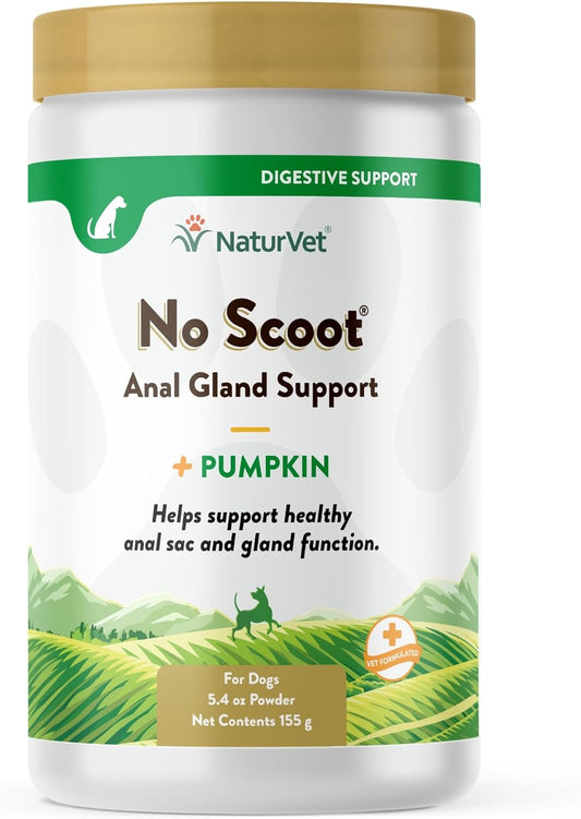 Naturvet - No Scoot for Dogs - plus Pumpkin - Supports Healthy Anal Gland & Bowel Function - Enhanced with Beet Pulp & Psyllium Husk (5.4Oz Powder)