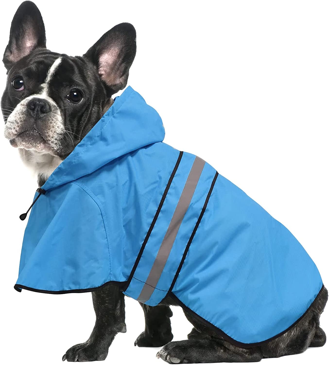 Waterproof Reflective Dog Raincoats - Adjustable Puppy Rain Coat Jacket, Lightweight Dog Hooded Slicker Raincoats Poncho for Small to X- Large Dogs and Puppies (Blue, Small)