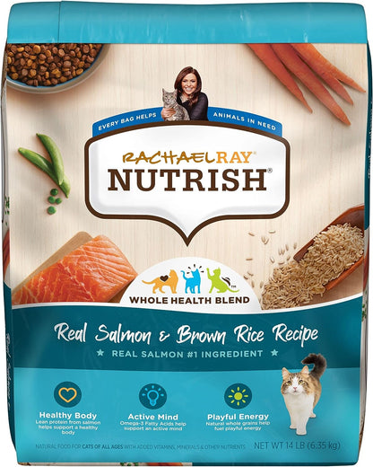 Rachael Ray Nutrish Premium Natural Dry Cat Food, Real Salmon & Brown Rice Recipe, 14 Pounds (Packaging May Vary)