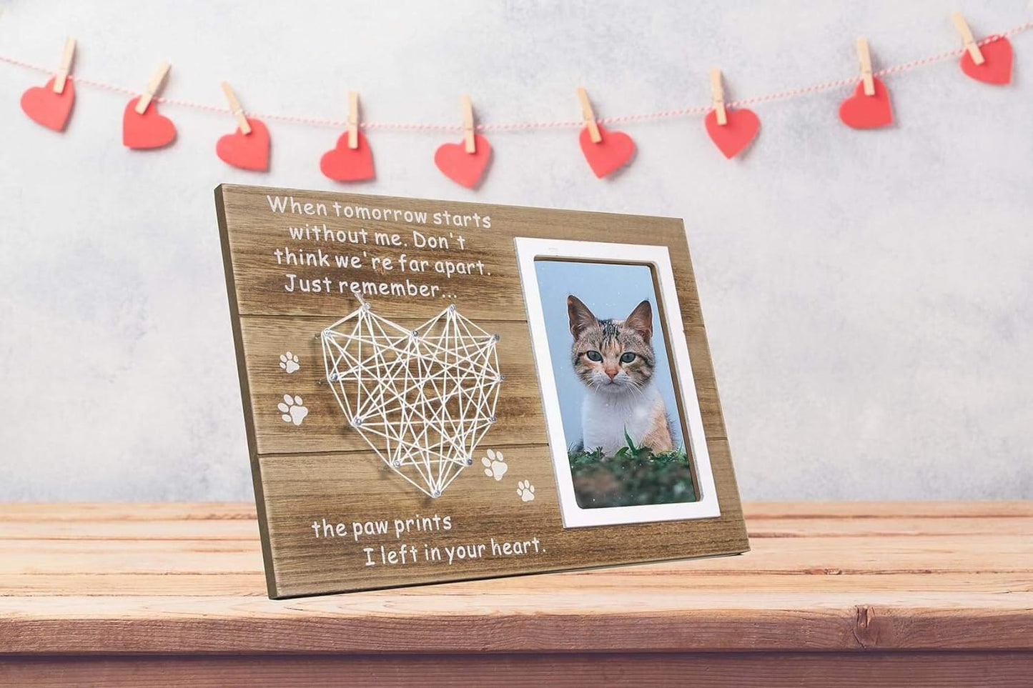 Dog Cat Memorial Gifts - Paw Prints Sympathy Picture Frame for Pet Loss - 4X6 Inches Photo