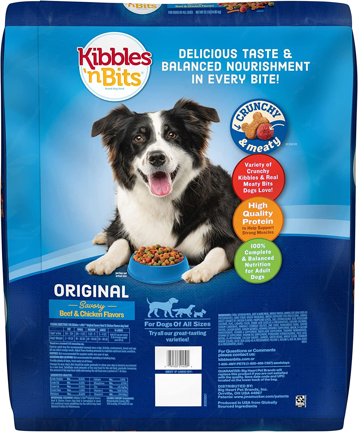 Kibbles 'N Bits Original Savory Beef & Chicken Flavors Dry Dog Food, 45 Pound Bag