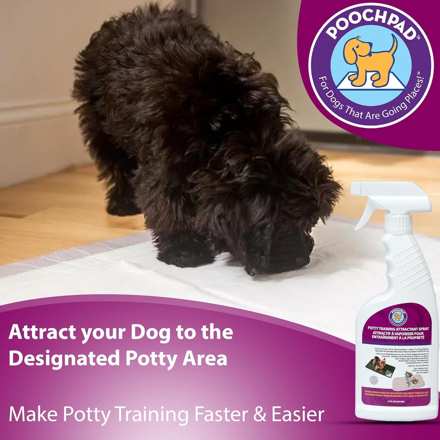 Potty Training Attractant Spray for Dogs & Puppies 16 Oz, Made in USA, Indoor Potty Pad & Outdoor Use, Dog Training & Behavior Aids Housebreaking Supplies