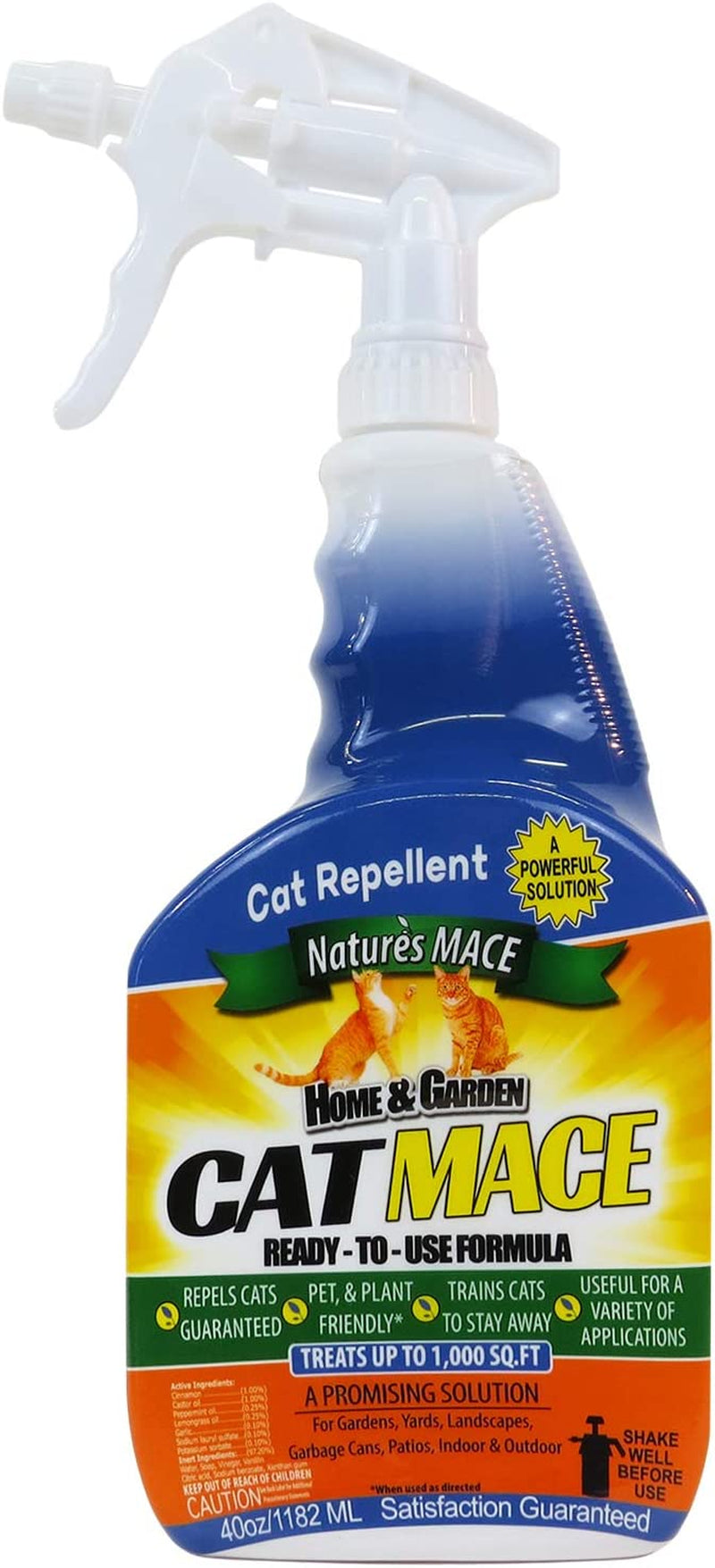 Nature’S MACE 40Oz Concentrate Cat Repellent, Treats 15,000 Sq. Ft., Keep Cats Out, Train Your Cat to Stay Out, Cat Training Tool, Cat Deterrent Indoor & Outdoor, Cat Scratch Deterrent Training Aid