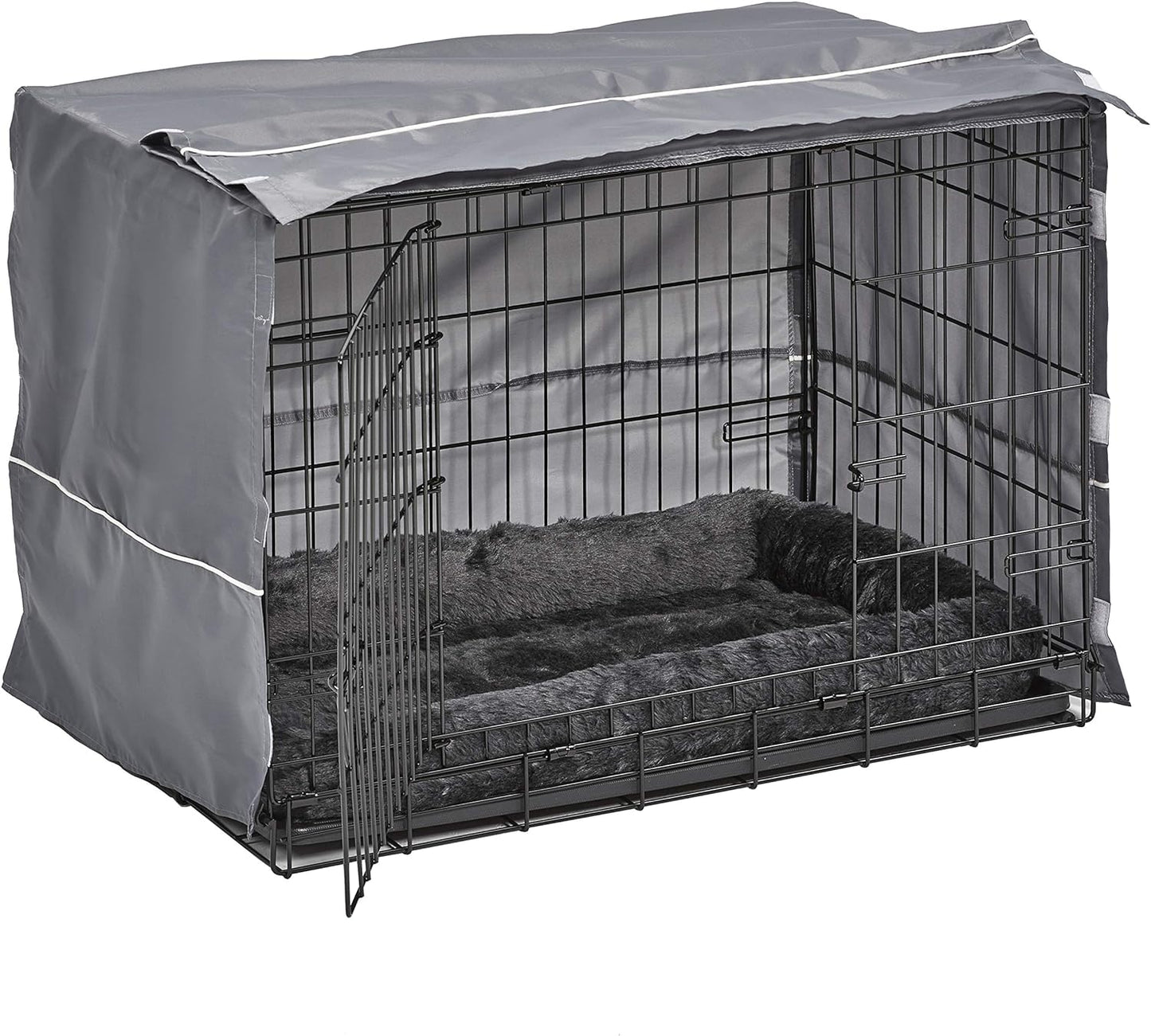 New World Double Door Dog Crate Kit Includes One Two-Door Crate, Matching Gray Bed & Gray Crate Cover, 48-Inch Kit Ideal for X-Large Dog Breeds