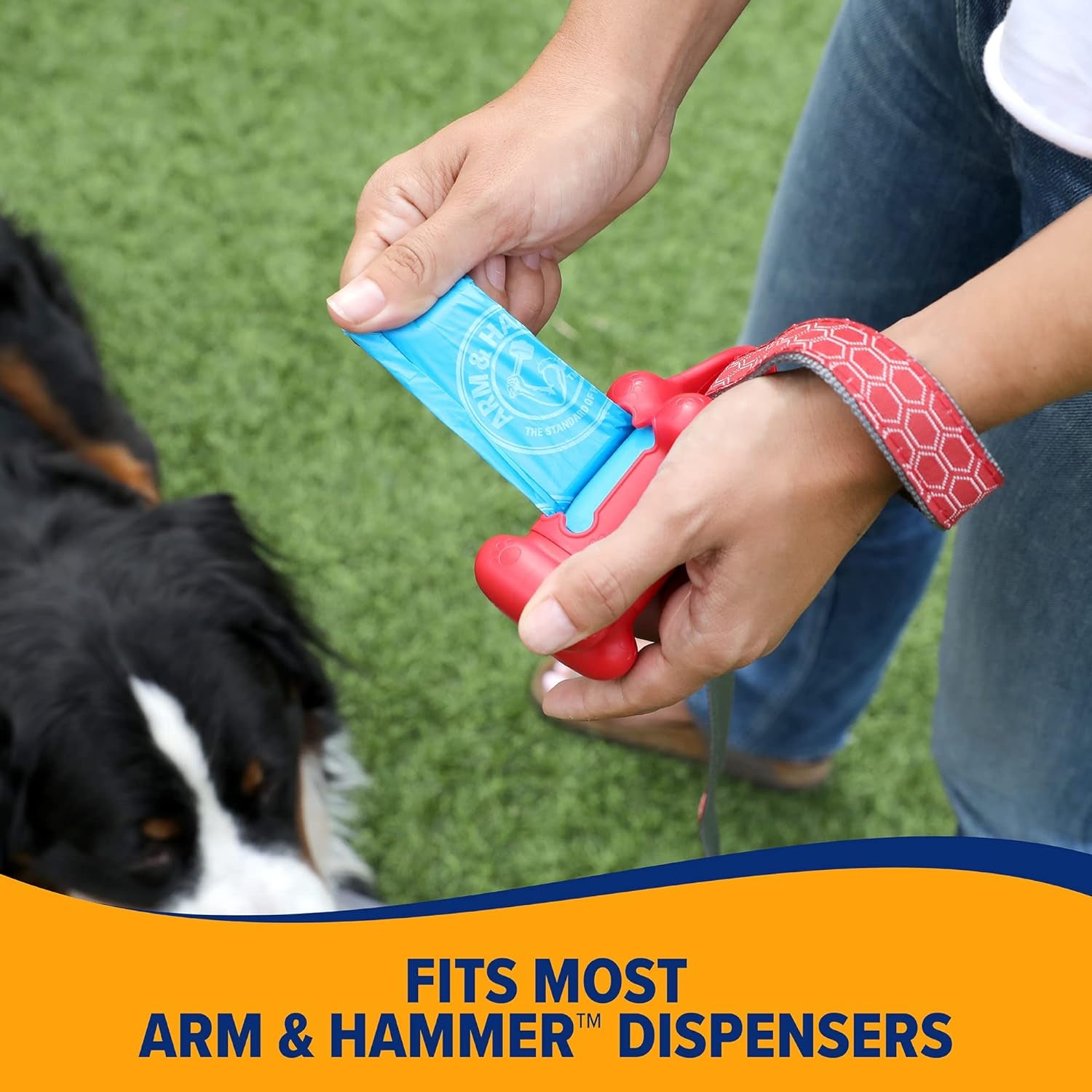 Arm & Hammer Dog Bone Shape Dog Poop Bag Dispenser with 30 Count Dog Poop Bags with Activated Baking Soda, 9 X 14 Inches, Assorted Colors