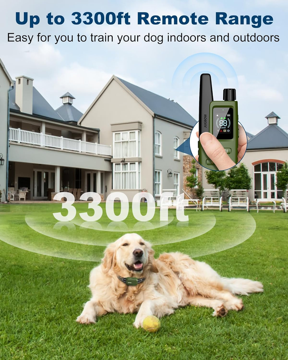 Dog Shock Collar - 3300FT Dog Training Collar with Remote Innovative IPX7 Waterproof with 4 Training Modes, Rechargeable E-Collar for All Breeds