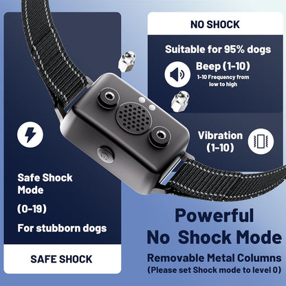 Dog Shock Collar for 2 Dogs-4500Ft,No Shcok Mode, Dog Training Collar with Remote for Small Medium Large Dogs 10-120Lbs,Electric Dog Collar with Adjustable Beep(1-10),Vibration,Safe Shock Modes