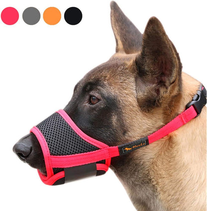 HEELE Dog Muzzle,Soft Nylon Muzzle anti Biting Barking Chewing,Air Mesh Breathable Drinkable Adjustable Loop Pets Muzzle for Small Medium Large Dogs 4 Colors 4 Sizes