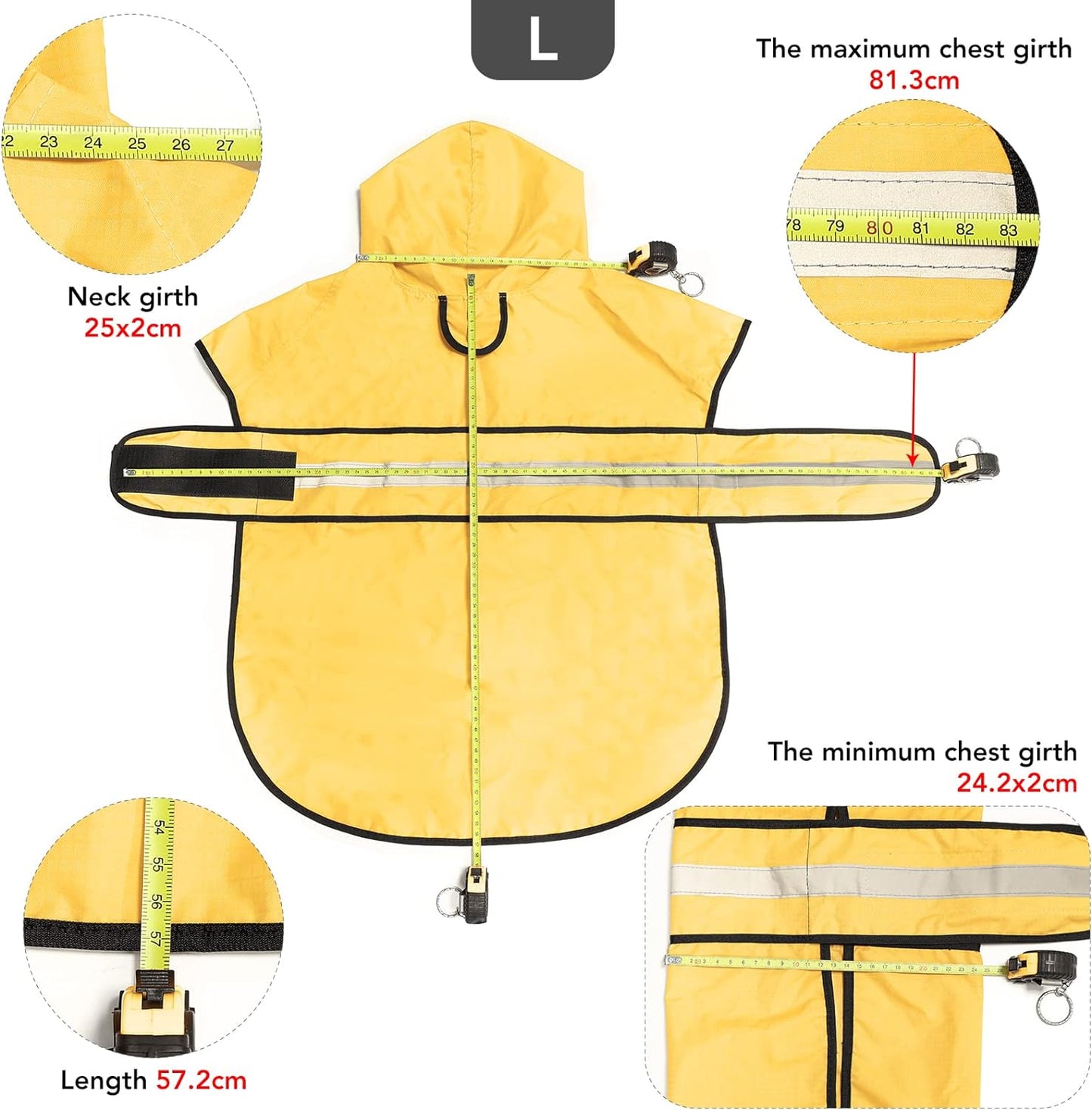 Raincoat Dogs - Waterproof Adjustable Pet Rain Coat Jacket, Lightweight Dog Hooded Rain Slicker Poncho with Reflective Strip for Small Puppies (Yellow, Small)