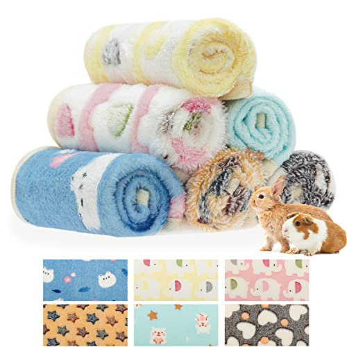 CUSOZWO Guinea Pig Bedding Mat 6 Pack, Soft Fleece Small Pet Blankets