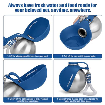 AOFANPET Portable Dog Water Bottle 10oz Stainless Steel Travel Bowl