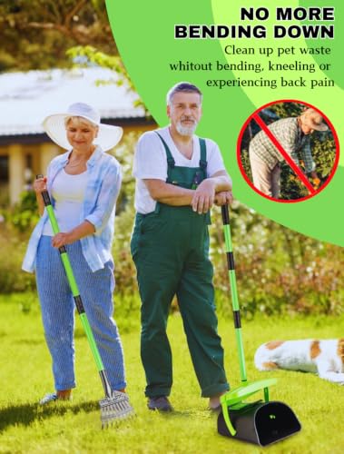 MXF 40.16" Pooper Scooper Set – Swivel Bin & Rake Kit with 100 Waste Bags | Long Handle Waste Pick Up Tool with Bag Attachment. Fits Large to Small Dogs on Lawn, Yard, Grass, Gravel, & Kennels