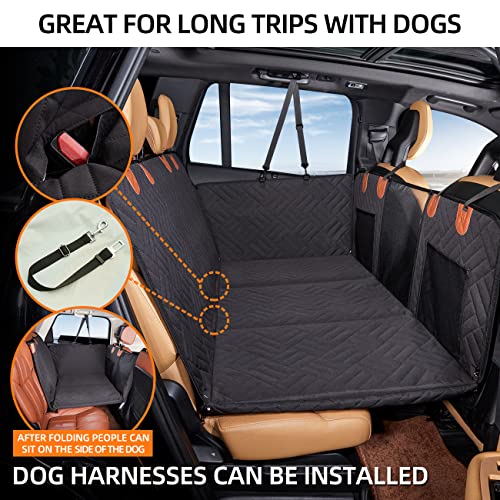 YJGF Back Seat Extender,Dog Seat Cover for Back Seat,Hard Bottom Car Seat Cover for Dogs,Dog Hammock for Car,Back Seat Pet Cover for Dogs(Black,for Car/SUV/Small Truck)