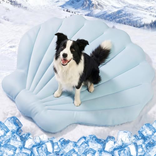 Tivray Q-Max>0.5 Dog Cooling Mat (Cool&Warm) 40''x40'', L, Shell Sky Blue