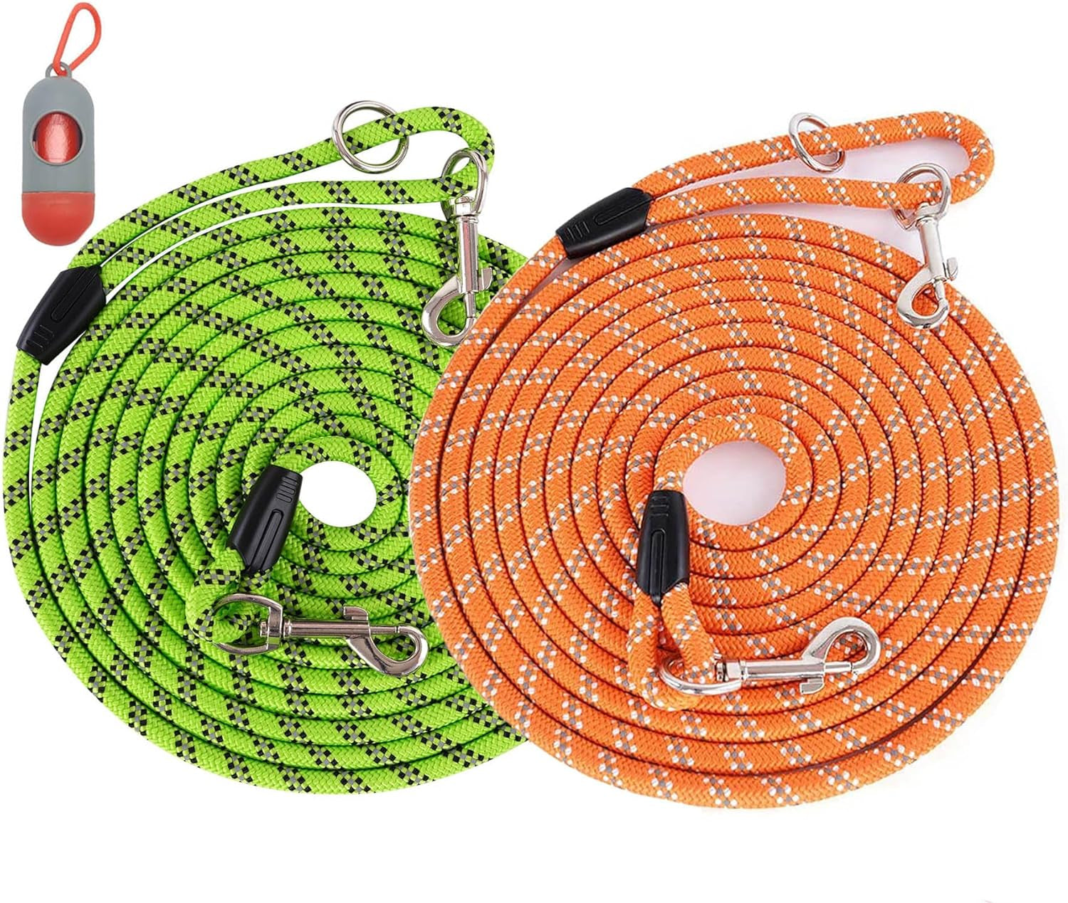 (2 Pack) Long Dog Leash for Dog Training 15FT/30FT/50FT, Dog Rope Leashes with Reflective Thread for Large Medium Small Dogs, Dog Tie-Out Cable Lead for Hunting, Camping&Backyard