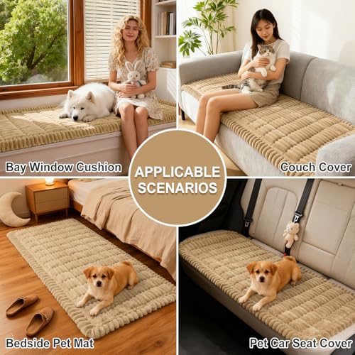 hyha Couch Cover for Dogs, Washable Non Slip Plush Flannel Sofa Protector | Thick Flannel, Non Slip Backing, Pet Hair & Scratch Protection, Fits Loveseat Sofa (27.6" x 59")