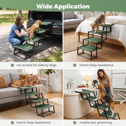 4‑Step Dog Stairs for Car Trunk, 17" Wide Foldable Lightweight Pet Stairs