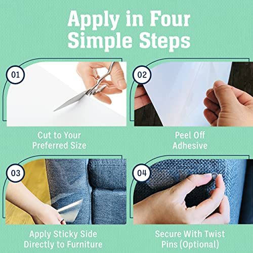 6 Pack XL Anti Cat Scratch Furniture Protector - Couch Protector from Cat Claws w/Twist Pins - Heavy Duty, Strong, Clear, Easy-to-Apply Scratching Deterrent and Shield for Sofa