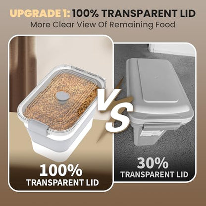 DDMOMMY 20-23 Lbs Dog Food Storage Container, Collapsible Dog Food Container with Transparent Airtight Lid,Multifunctional Pet Food Storage Container for Dog Cat,Rice,Flour,Pet Food Scoop and Dog Bowl