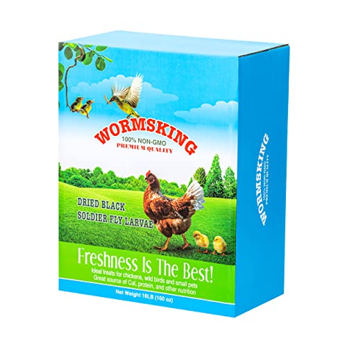 WORMSKING 10LB Dried Black Soldier Fly Larvae, More Calcium Than Dried Mealworms, High Protein Chicken Feed, Poultry Treat