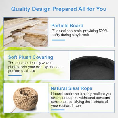 FDW | 54" Cat Tree Tower | Dark Gray | Multi-Level Indoor Activity Center with Sisal Scratching Posts, Condos, Plush Perches, Hanging Cat Toys | Sturdy, Easy to Assemble | for Kittens & Adult Cats