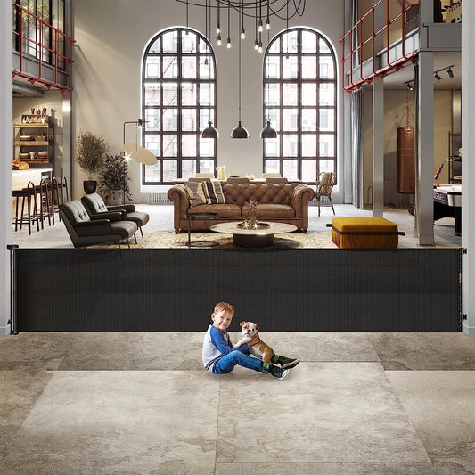 140 Inch Retractable Dog Gate Extra Wide Dog Gates for Large Openings Retractable Baby Gates for Doorway Extra Wide Baby Gate Long Dog Gates Indoor Extra Long Baby Gate Retractable Pet Gates for Kids