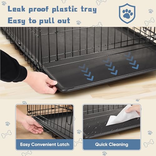 DUMOS 24 Inch Dog Crate, Foldable Puppy Small Dog Cage Pet Kennel