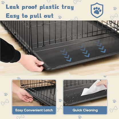 DUMOS 24 Inch Dog Crate, Foldable Puppy Small Dog Cage Pet Kennel
