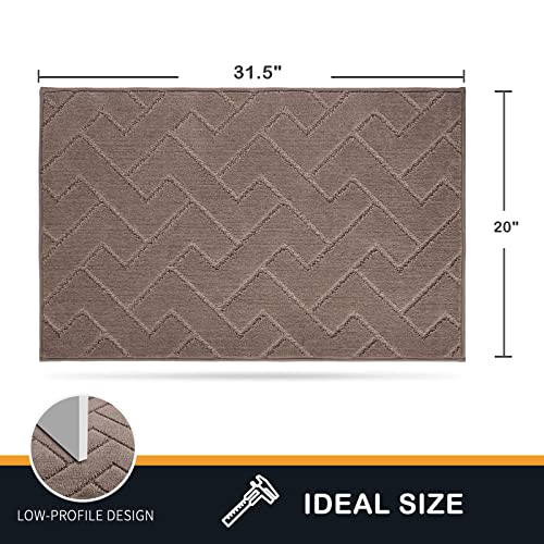 PURRUGS Dirt Trapping Door Mat 20" x 31.5", Non-Slip Machine Washable Entry Rug, Dog Doormat, Indoor Front Door Mat, Super Absorbent Entryway Rug for Muddy Shoes & Paws, Grayish Brown