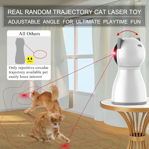 YVE LIFE Laser Cat Toys for Indoor Cats,The 4th Generation Real Random Trajectory Motion Activated Rechargeable Automatic Cat Laser Toy,Interactive Cat Toys for Bored Indoor Adult Cats/Kittens(White)