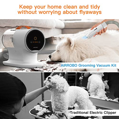 AIRROBO Dog Grooming Vacuum Kit,12000Pa Strong Pet Vacuum for Shedding,Grooming Hai,Quiet,PG100,2L Large Capacity