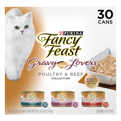 Purina Fancy Feast Gravy Lovers Wet Cat Food, 3 oz Cans, 30-Pack
