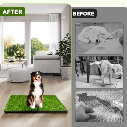 Dog Grass Pad with Tray, 34''X23'' Large Artificial Turf Grass Potty, Reusable Puppy Pee Pads for Dogs, Portable Dog Litter Box for Indoor/Outdoor Potty Training Toilet