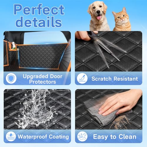 Twesync Dog Car Seat Cover for Back Seat, Hard Bottom Car Seat Cover for Dogs with Door Protectors, Waterproof Back Seat Extender for Dogs, Scratch-Resistant, Suitable for Cars