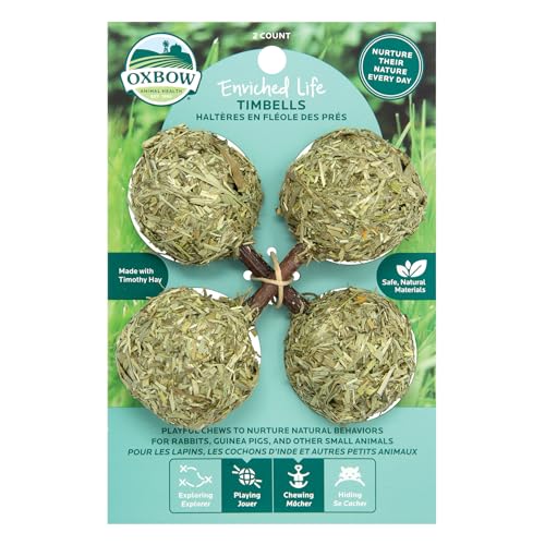 Oxbow Timbells, Rabbit Toys & Guinea Pig Chew Toys, Timothy Hay Bunny Chew