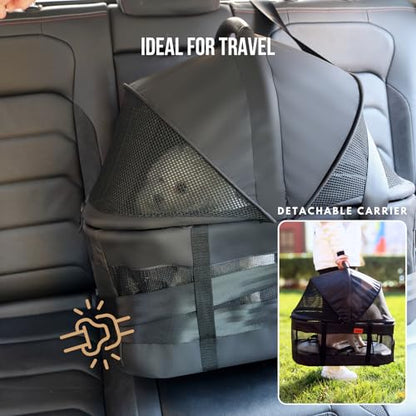 Bicystar Pet Stroller for Small Dogs Cats with Wheels, Detachable Carrier, Max Load 33 lbs, Easy Folding, Compact Portable, Dog Carriage Cart Car Seat 3 in 1