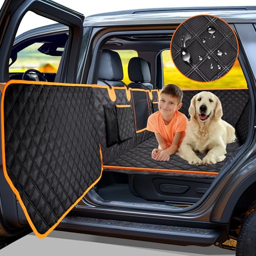 Twesync Dog Car Seat Cover for Back Seat, Hard Bottom Car Seat Cover for Dogs with Door Protectors, Waterproof Back Seat Extender for Dogs, Scratch-Resistant, Suitable for Cars