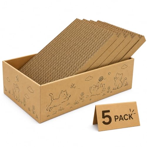 5-Pack Reversible Cat Scratcher,Cat Scratch Pad for Indoor Cats