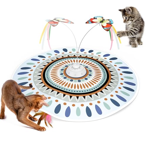 Potaroma Cat Toys Chargeable, 3in1 Hide and Seek for Kittens, Interactive Automatic Play, Fluttering Butterfly, Moving Wand Feather, Indoor Kitty Exercise 22.8 Inch Cover for All Breeds