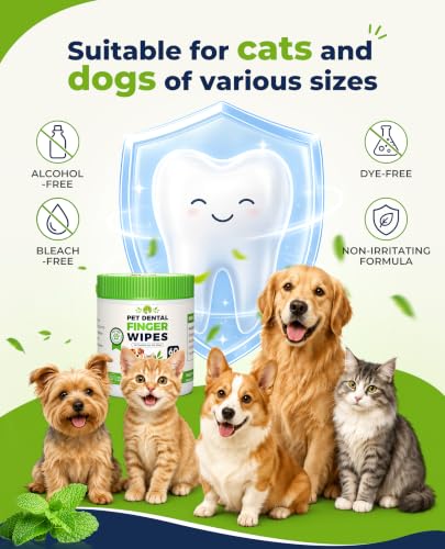 Dog Dental Wipes for Teeth Cleaning, Finger Toothbrush Wipes for Dogs Cats,Dog Teeth Cleaning Wipes Reduce Bad Breath & Plaque Tartar, No-Rinse Daily Oral Care,Dog Toothbrush & Toothpaste Alternatives