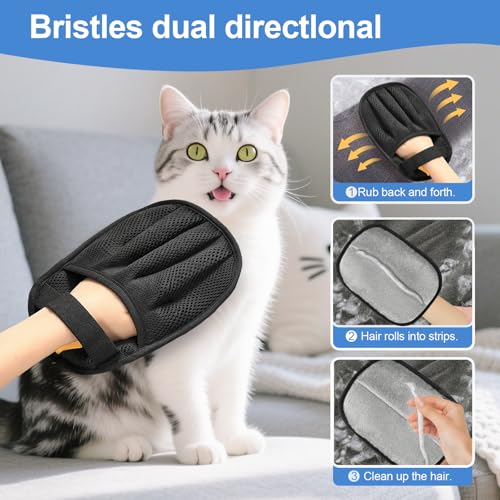 Salhap Pet Hair Removal Glove for Cats & Dogs, Upgraded Five-Finger Electrostatic Pet Hair Glove, Reusable Magic Brush Pet Hair Remover Tool for Laundry, Couch, Carpet, Car Seat