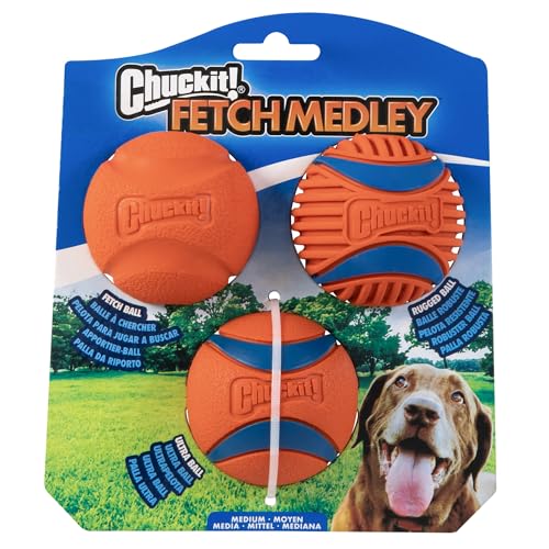 Chuckit! Dog Balls - Interactive Dog Toys, High-Bounce Fetch Ball, Ultra and Rugged Balls, Durable - Size Medium, 2.5-inch Diameter, Set of 3