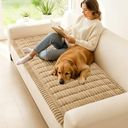 hyha Couch Cover for Dogs, Washable Non Slip Plush Flannel Sofa Protector | Thick Flannel, Non Slip Backing, Pet Hair & Scratch Protection, Fits Loveseat Sofa (27.6" x 59")