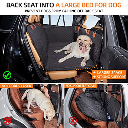 YJGF Back Seat Extender,Dog Seat Cover for Back Seat,Hard Bottom Car Seat Cover for Dogs,Dog Hammock for Car,Back Seat Pet Cover for Dogs(Black,for Car/SUV/Small Truck)