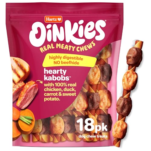 Oinkies Hearty Kabobs Rawhide-Free Dog Treats, 18 Count