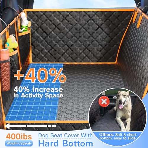 Twesync Dog Car Seat Cover for Back Seat, Hard Bottom Car Seat Cover for Dogs with Door Protectors, Waterproof Back Seat Extender for Dogs, Scratch-Resistant, Suitable for Cars
