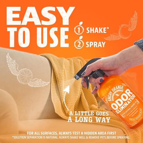 ANGRY ORANGE Pet Odor Eliminator for Dog and Cat Urine, Carpet Stains, and Strong Smells – Citrus Cleaner with Natural Orange Oil – 24 oz