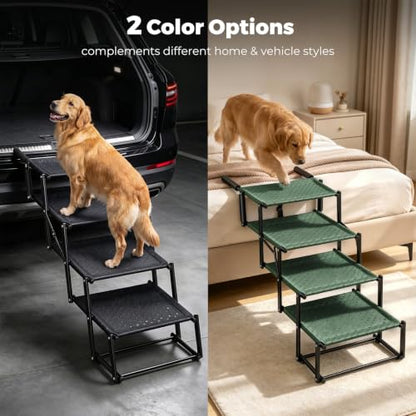 4‑Step Dog Stairs for Car Trunk, 17" Wide Foldable Lightweight Pet Stairs