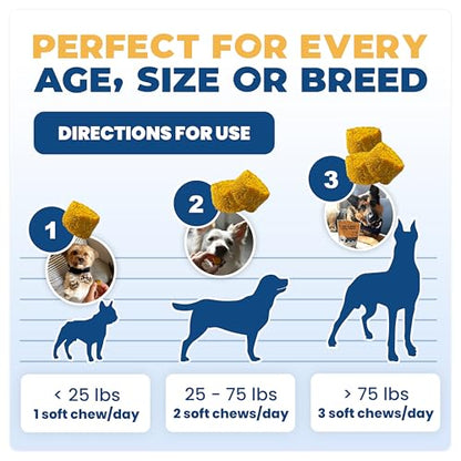 Jope Hip & Joint Supplement for Dogs Large, Medium, Small - Joint Chews w/UC-II® Collagen - Proven Better Than Glucosamine Chondroitin in Canine Health - Veterinarian Formulated, Omega 3 & Curcumin