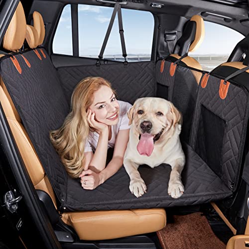 YJGF Back Seat Extender,Dog Seat Cover for Back Seat,Hard Bottom Car Seat Cover for Dogs,Dog Hammock for Car,Back Seat Pet Cover for Dogs(Black,for Car/SUV/Small Truck)